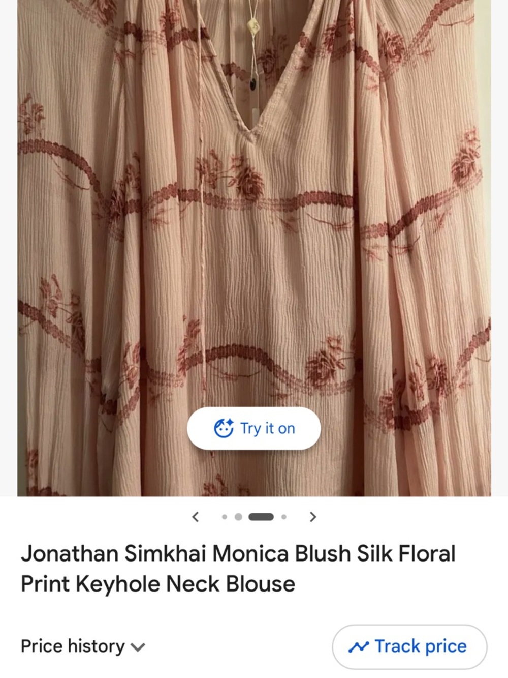 Jonathan Simkhai Blush and Dusty Rose Floral Silk Blouse